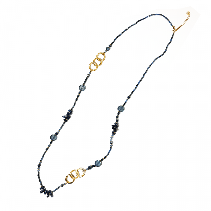 COLLANA LUNGA DI PERLINE CON CERCHI INTRECCIATI - OY24140A425