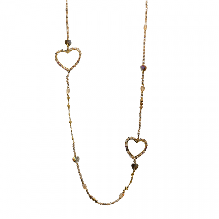 COLLANA LUNGA DI PERLINE CON CUORE - OY24140A427