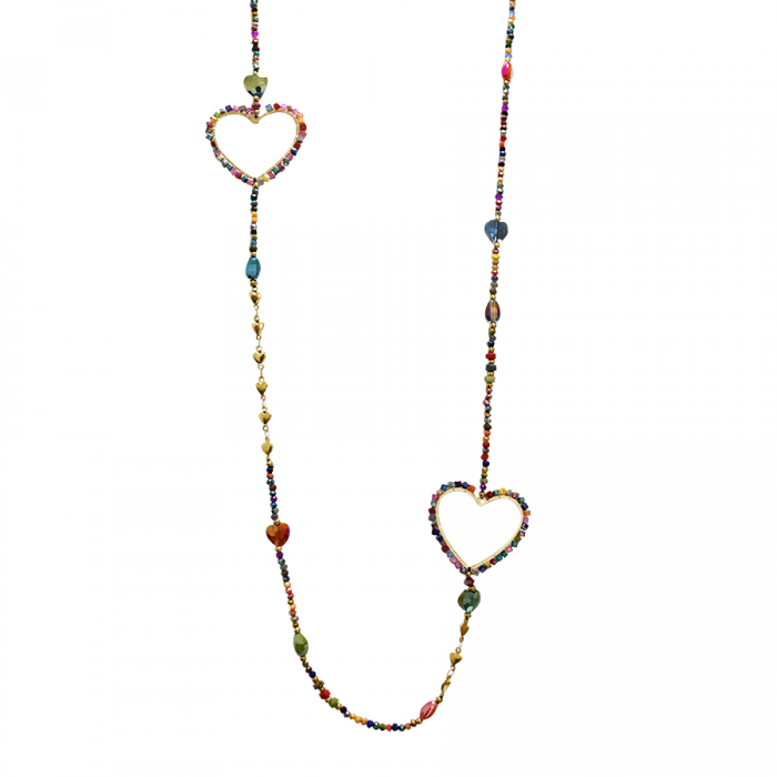 COLLANA LUNGA DI PERLINE CON CUORE - OY24140A427