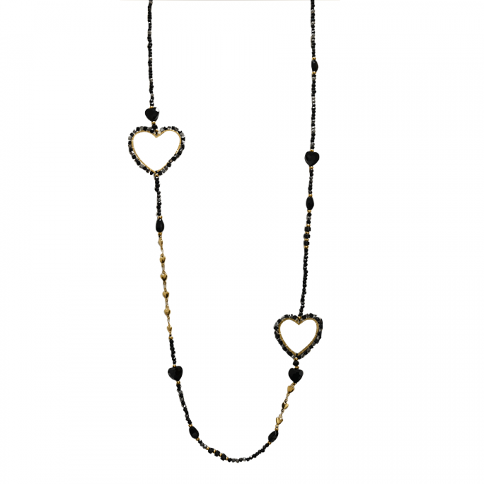 COLLANA LUNGA DI PERLINE CON CUORE - OY24140A427