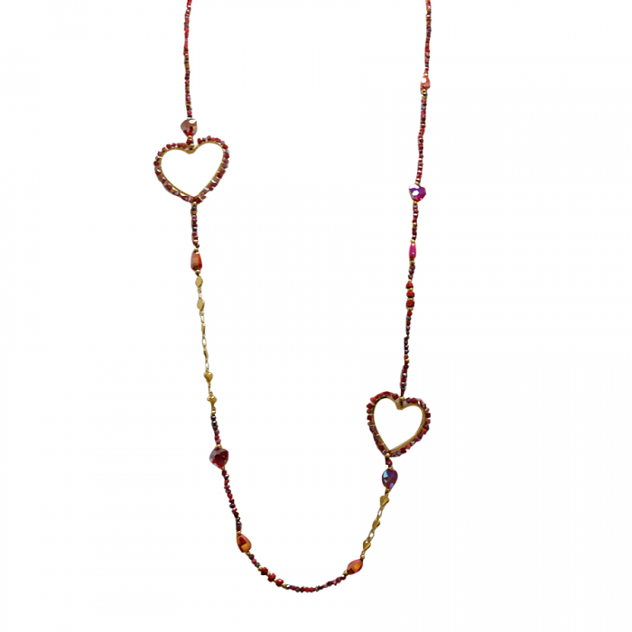 COLLANA LUNGA DI PERLINE CON CUORE - OY24140A427