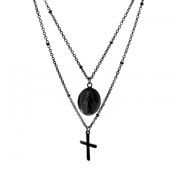 COLLANA DOPPIA CATENA CON CROCE - RX182250