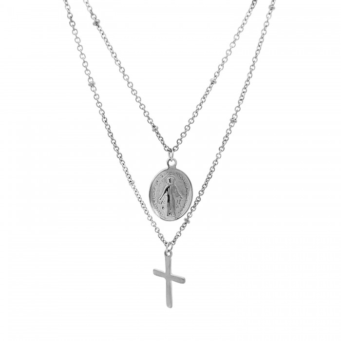 COLLANA DOPPIA CATENA CON CROCE - RX182250