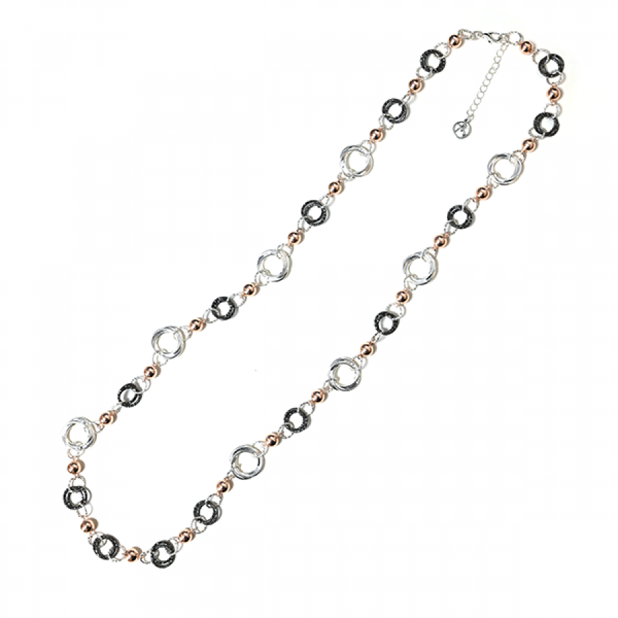 COLLANA LUNGA A CATENA CERCHI CON PALLINE - SW24116A606