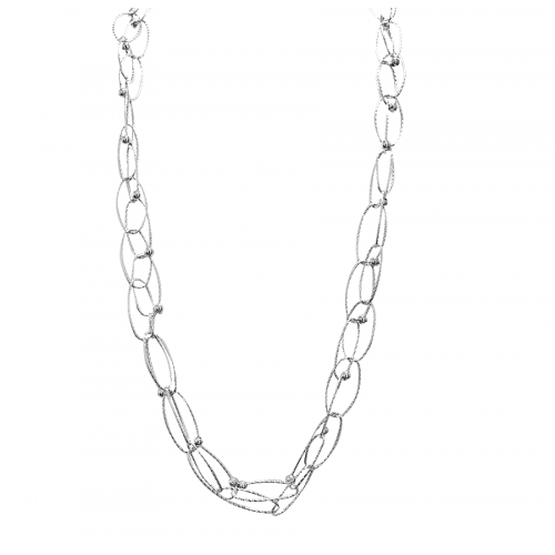 COLLANA LUNGA A DOPPIA CATENA AD ANELLI OVALI INCROCIATI CON PALLINE - SW24120A389