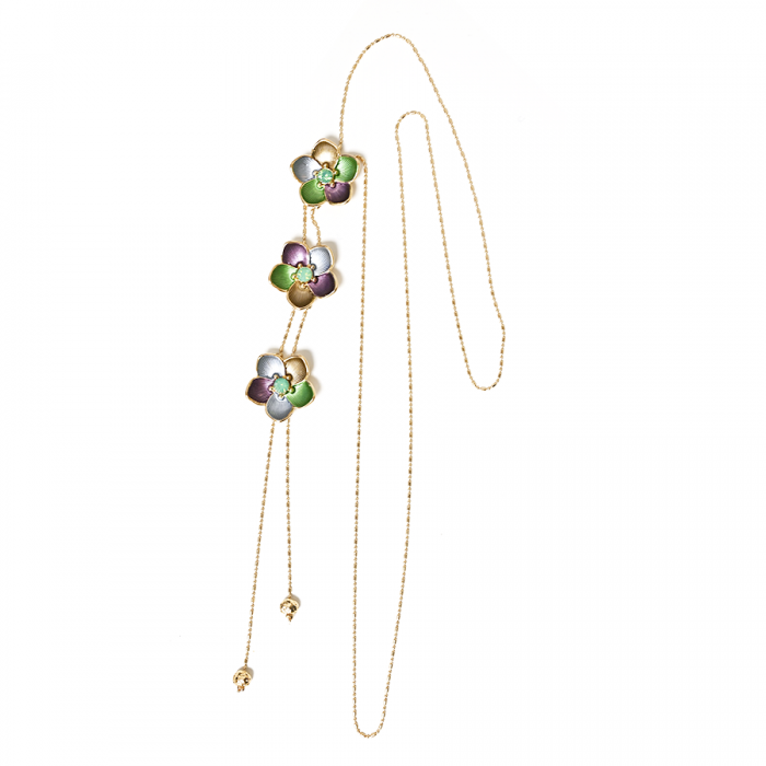 COLLANA LUNGA A Y CON FIORE SMALTATO - SW24784A764