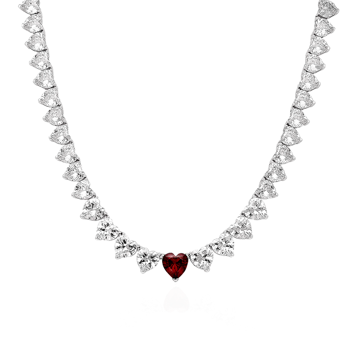 COLLANA TENNIS CON ZIRCONIA TAGLIO A CUORE - ZT21128260G57