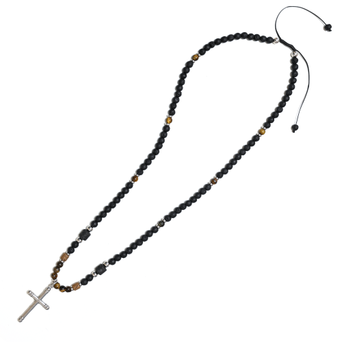 COLLANA LUNGA DA UOMO IN PIETRA CON CROCE - DS2468A247