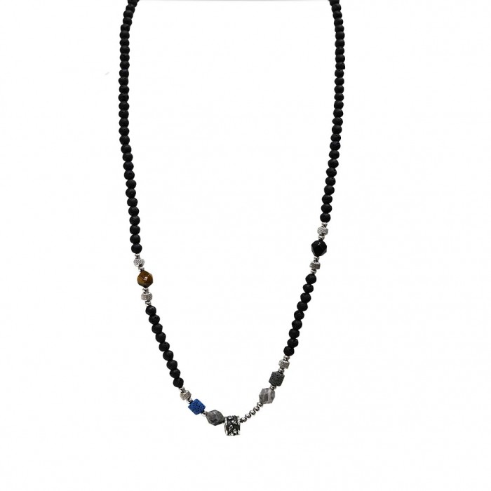 COLLANA LUNGA IN PIETRA E  RULLI - DS2488A249