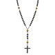 COLLANA ROSARIO LUNGO IN PIETRA CON CROCE IN EMATITE - KM24184A940/941/942