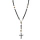 COLLANA ROSARIO LUNGO IN PIETRA CON CROCE IN EMATITE - KM24184A940/941/942