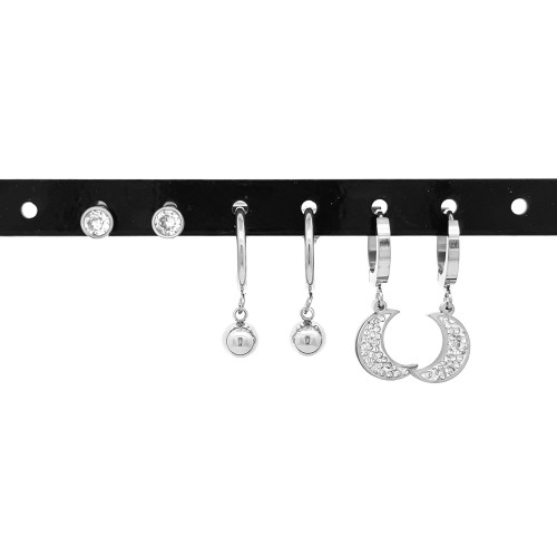 SET DI 6 ORECCHINI CON LUNA E ZIRCONE - DH2272D365