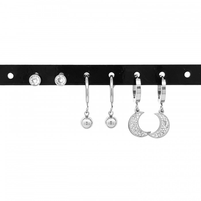 SET DI 6 ORECCHINI CON LUNA E ZIRCONE - DH2272D365