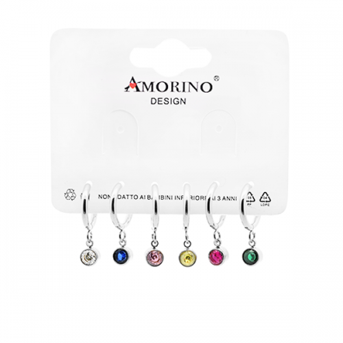 SET DI 6 ORECCHINI A CERCHIO CON ZIRCONIA - JN2472A876