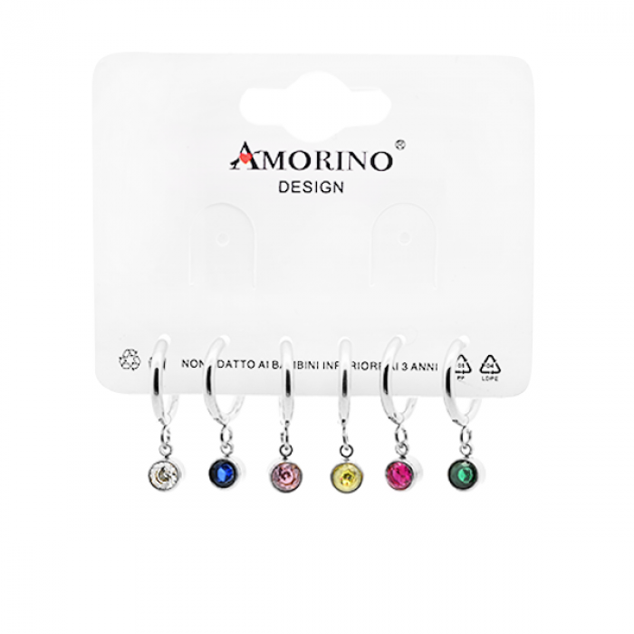 SET DI 6 ORECCHINI A CERCHIO CON ZIRCONIA - JN2472A876