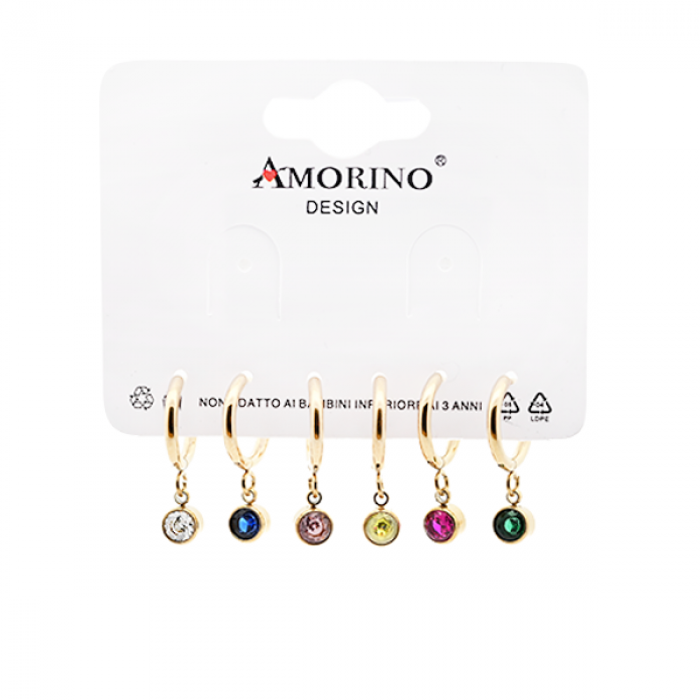 SET DI 6 ORECCHINI A CERCHIO CON ZIRCONIA - JN2472A876