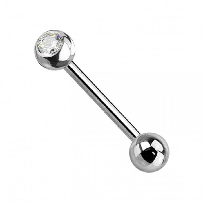 PIERCING BARBELL DRITTO CON STRASS - 6621124082860