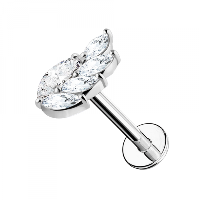 PIERCING LABRET A FOGLIE E ZIRCONIA - JQ1000L083