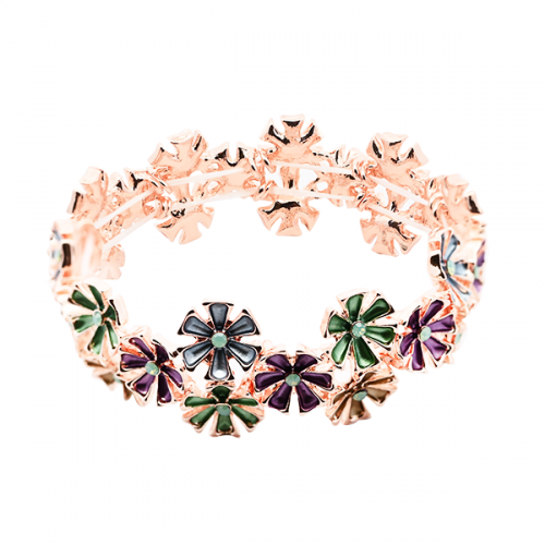 BRACCIALE ELASTICO FIORE SMALTATO CON STRASS - SW2488A788