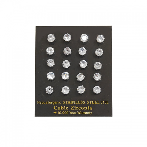 SET DI 20 ORECCHINI A BOTTONE CON ZIRCONIA - BG2072352A65/A66/A67/A68/A69/D76/D77